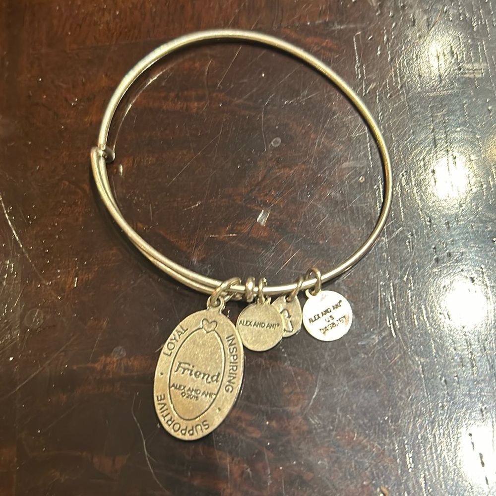 Alex and Ani Loyal Inspiring Supportive Friends Silver Tone Charm Bangle